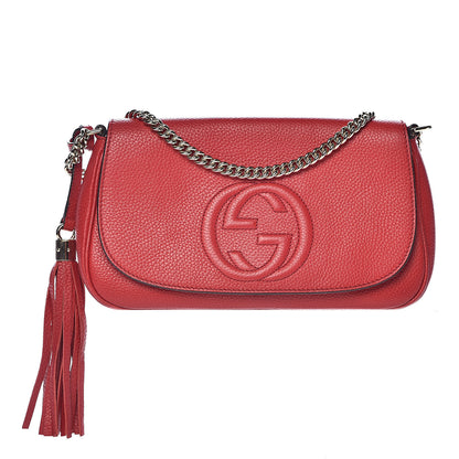 Gucci Pebbled Calfskin Medium Soho Flap Crossbody Red 1 of 13
