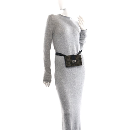 Fendi Recycled Fabric Jacquard Vitello Grace FF 1974 Baguette Belt Pouch Tobacco Moro Black 2 of 12
