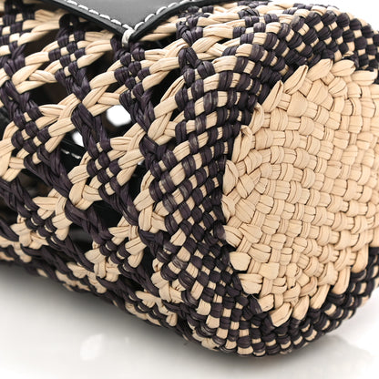 Loewe Calfskin Raffia Paula's Ibiza Pocket Bucket Bag Natural Navy Blue 7 of 8