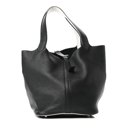 Hermes Taurillon Clemence Picotin 22 MM Black White 1 of 8