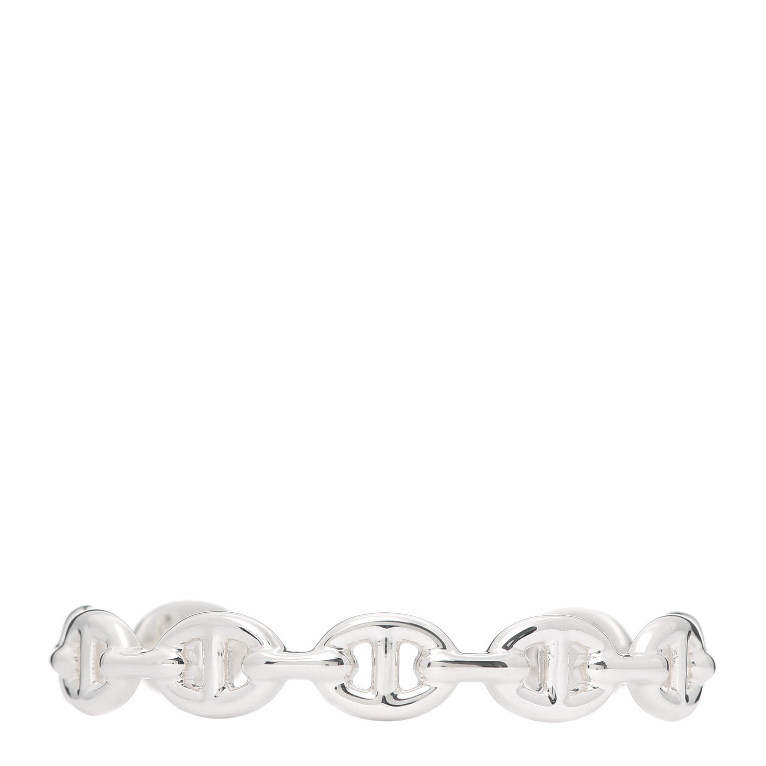 Hermes Sterling Silver MM Chaine d'Ancre Enchainee Cuff Bracelet SH 1 of 5
