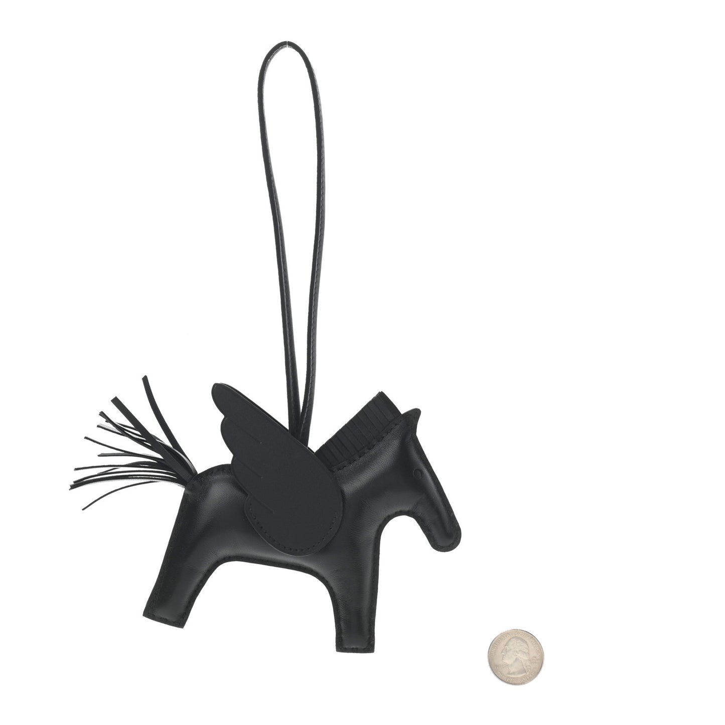 Milo Lambskin Grigri Rodeo Pegase Horse Bag Charm MM So Black