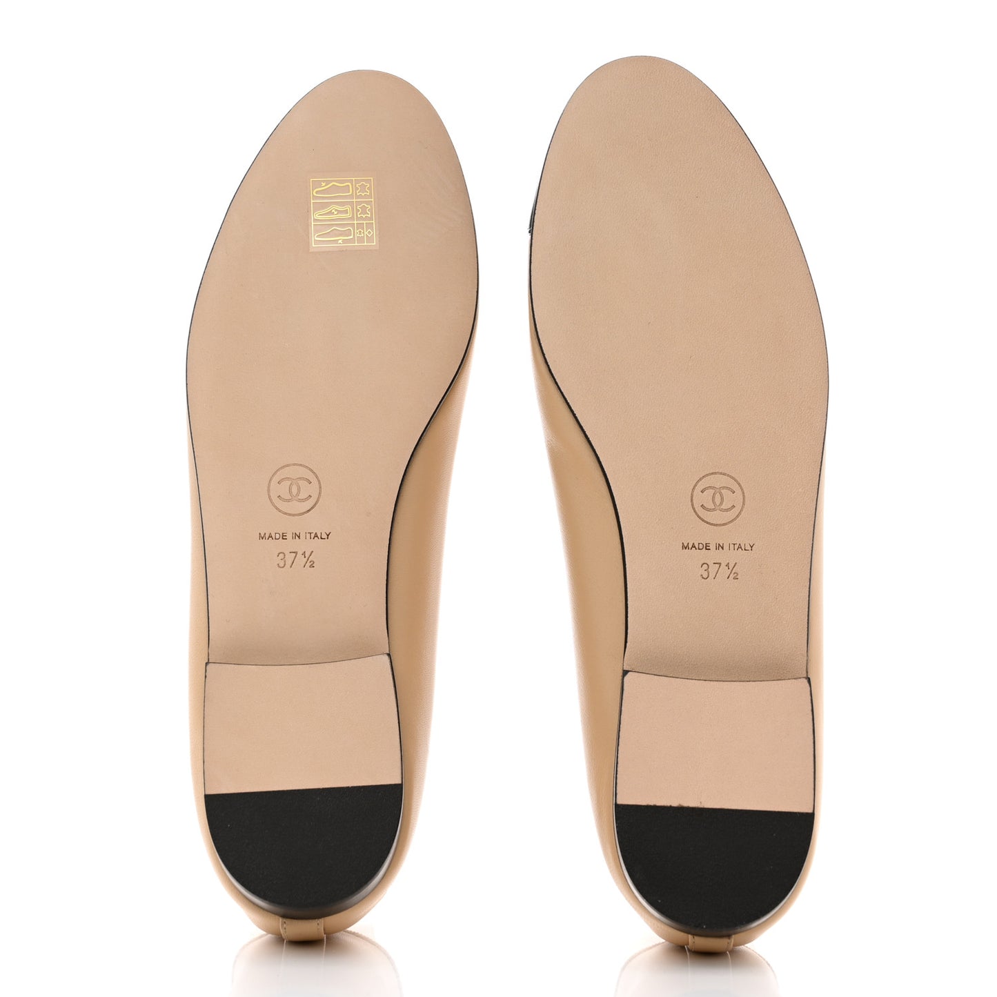 Lambskin Cap Toe CC Ballerina Flats 37.5 Beige Black