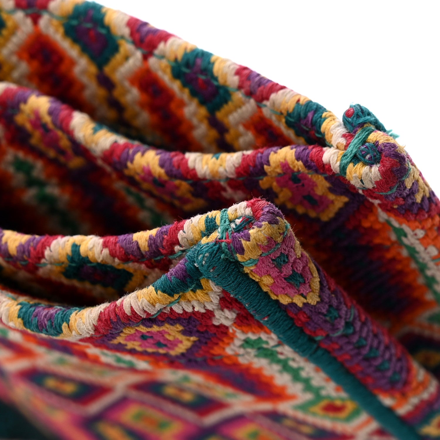 Christian Dior Canvas Embroidered Large Mexican Crafts Book Tote Orange Multicolor 12 of 12