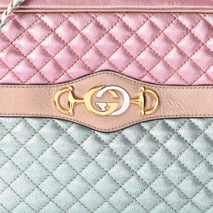 Gucci Laminated Nappa Trapuntata Small Zumi Shoulder Bag Rosa Lago Rame 8 of 8