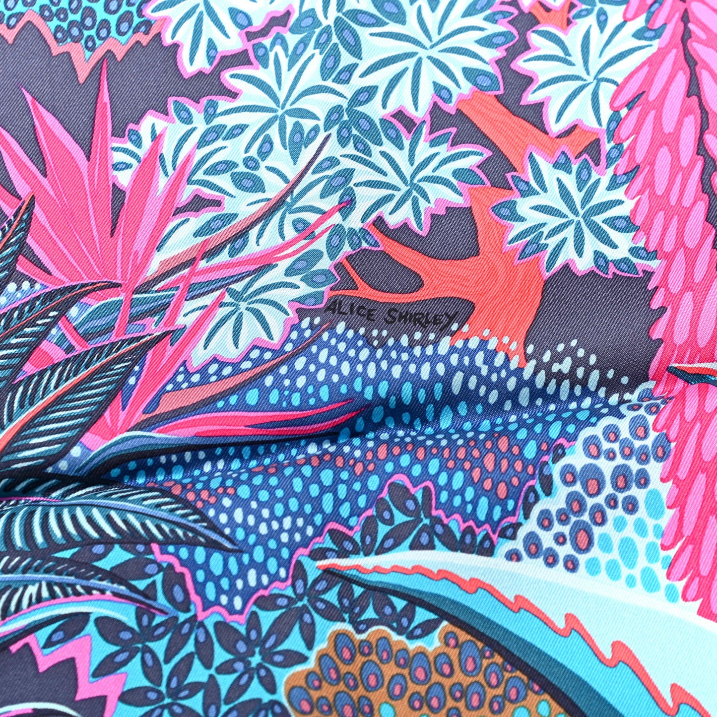 Silk Mountain Zebra Scarf 90 Turquoise Fuchsia Cobalt