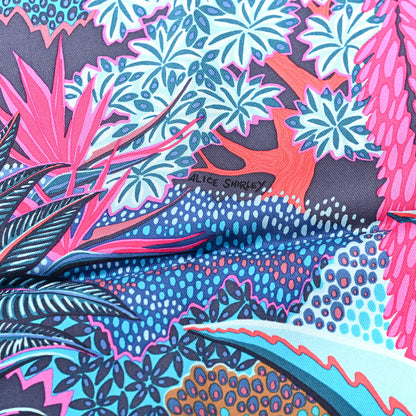 Hermes Silk Mountain Zebra Scarf 90 Turquoise Fuchsia Cobalt 6 of 6