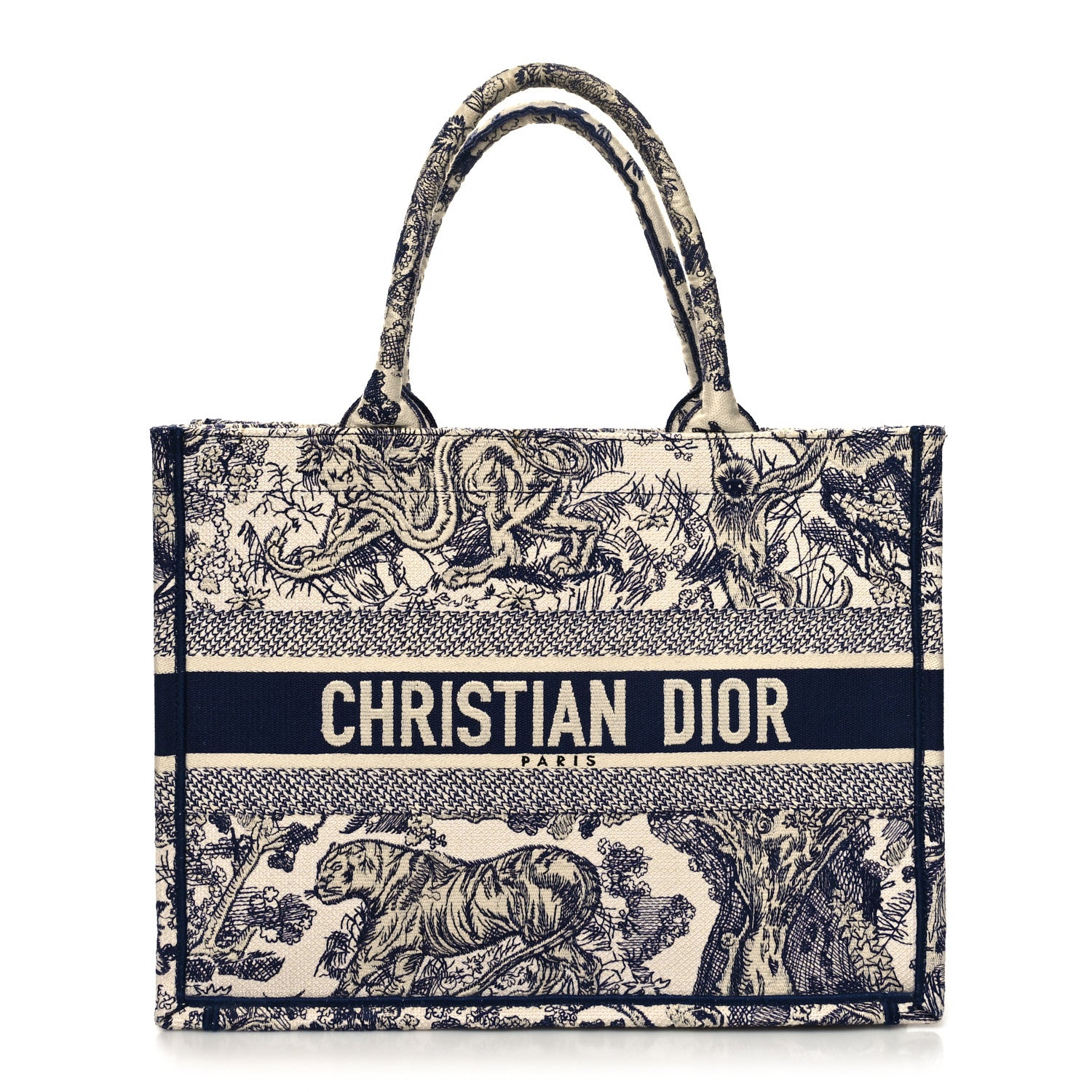 Christian Dior Canvas Embroidered Medium Dioriviera Toile De Jouy Book Tote Blue 1 of 13