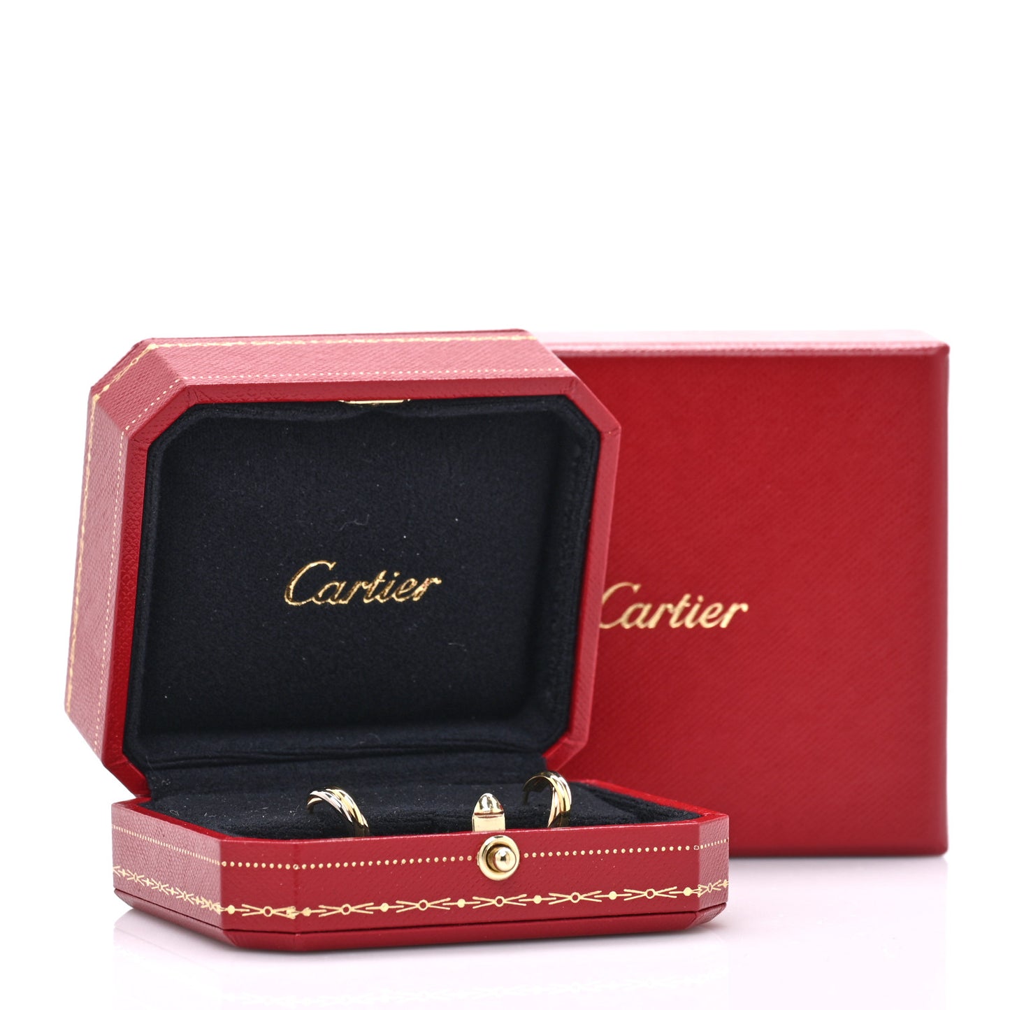 18K Pink Yellow White Gold Small Trinity Hoop Earrings