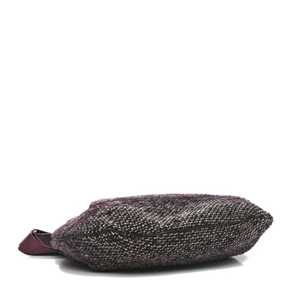 Chanel Calfskin Tweed Coco Pleats Hobo Black Burgundy 4 of 10