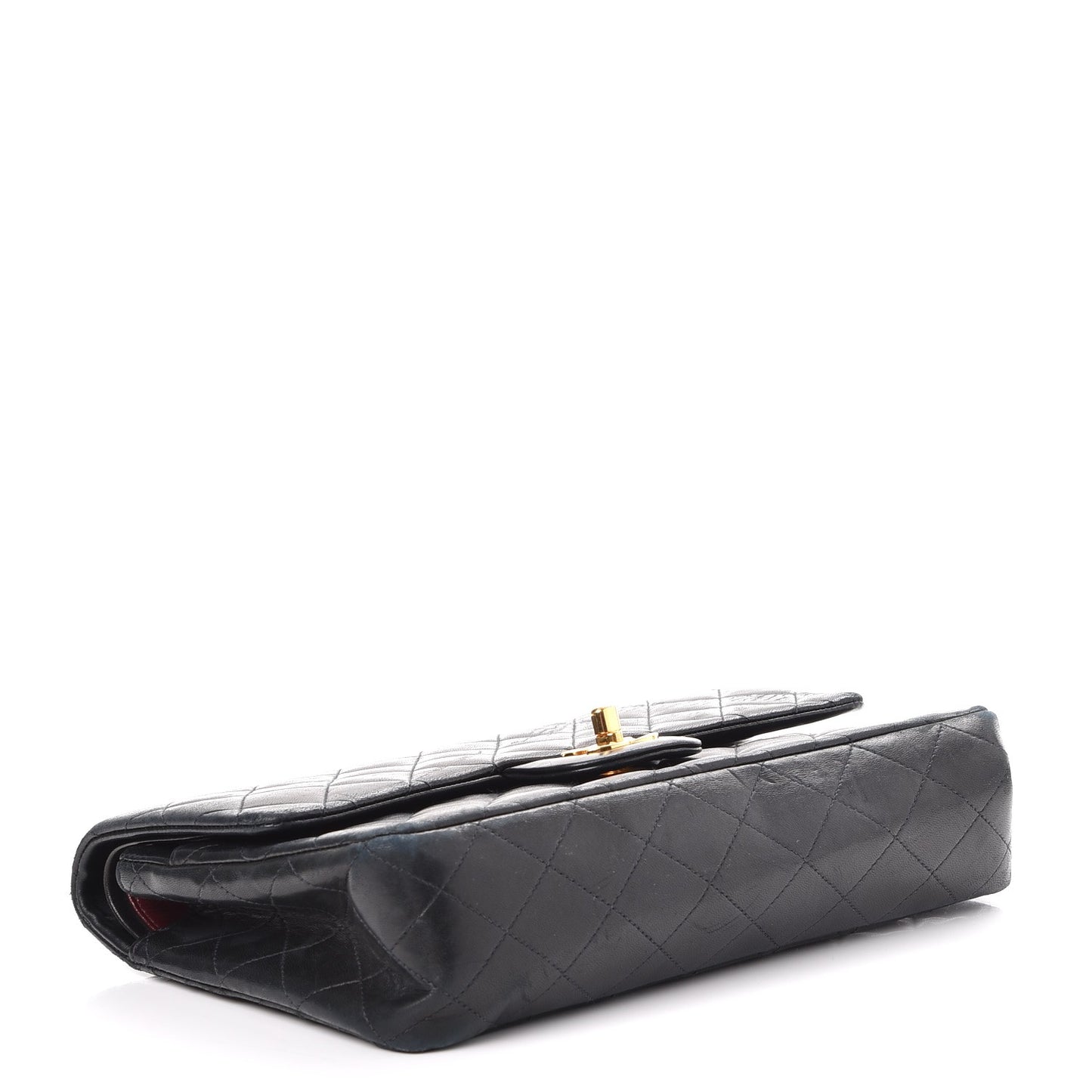 Lambskin Quilted Medium Double Flap Black