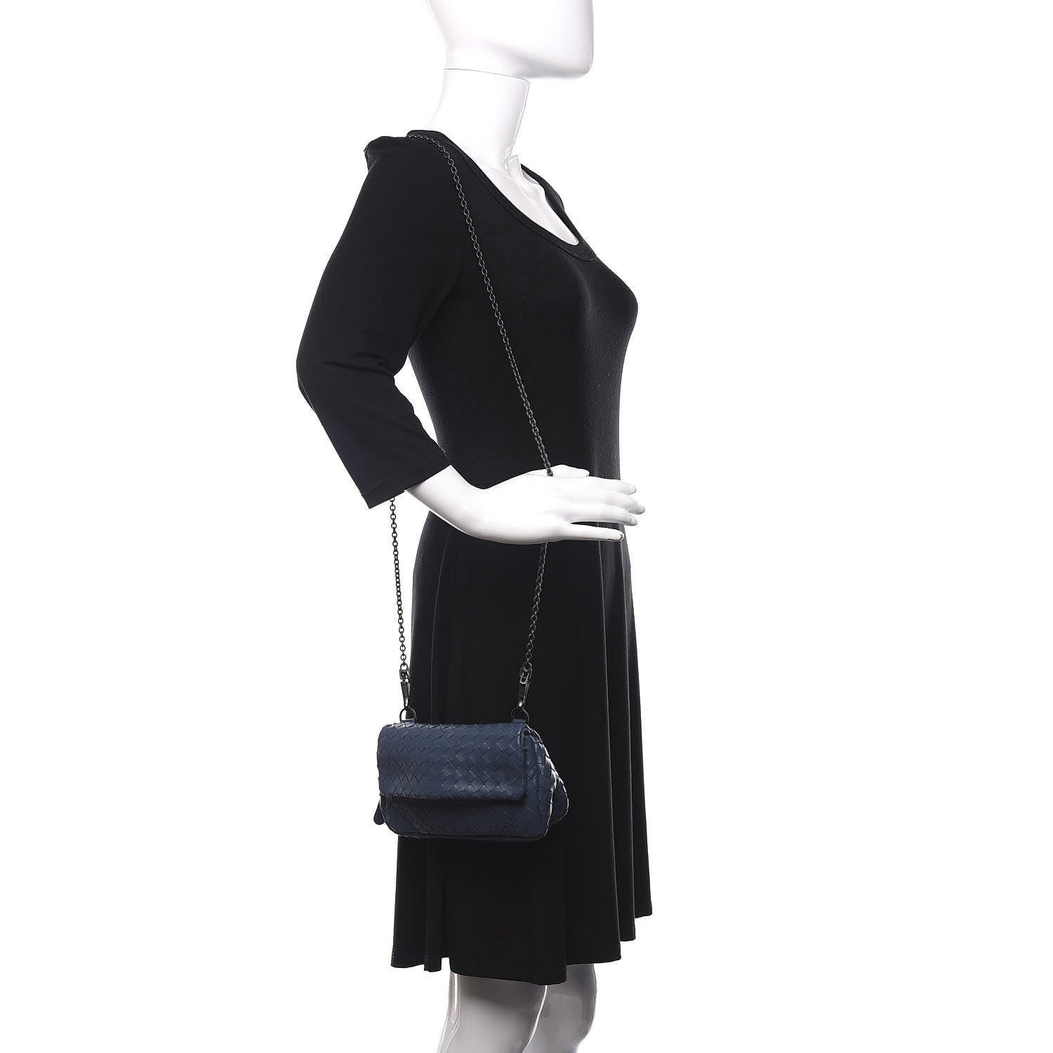 Bottega Veneta Nappa Intrecciato Mini Chain Messenger Denim 2 of 9