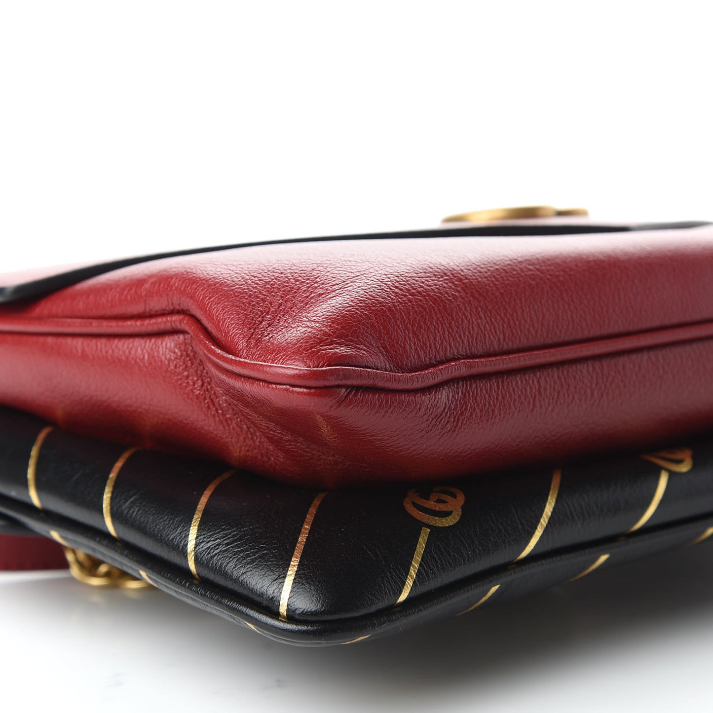 Calfskin Diagonal GG Medium Thiara Double Envelope Shoulder Bag Black Red