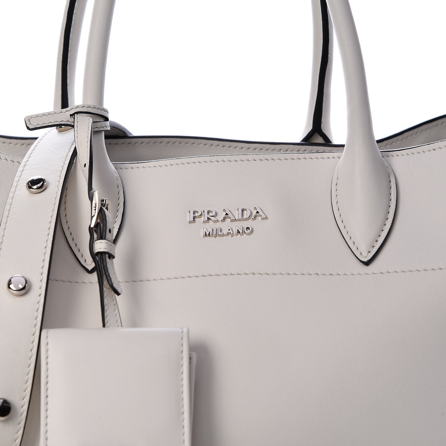 City Calf Shopping Tote White