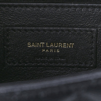 Saint Laurent Grain De Poudre Textured Mixed Matelasse Triquilt Medium Monogram Satchel Black 7 of 11