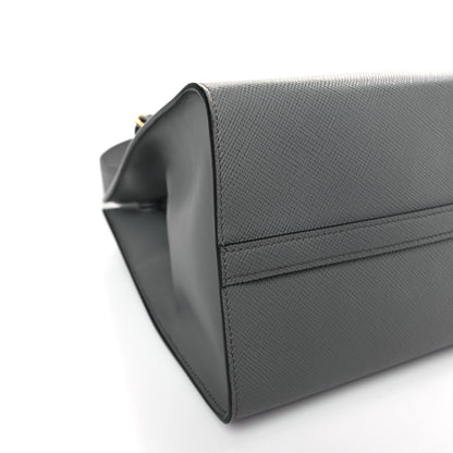 Prada Saffiano Cuir Calfskin Medium Monochrome Top Handle Tote Ardesia 7 of 8