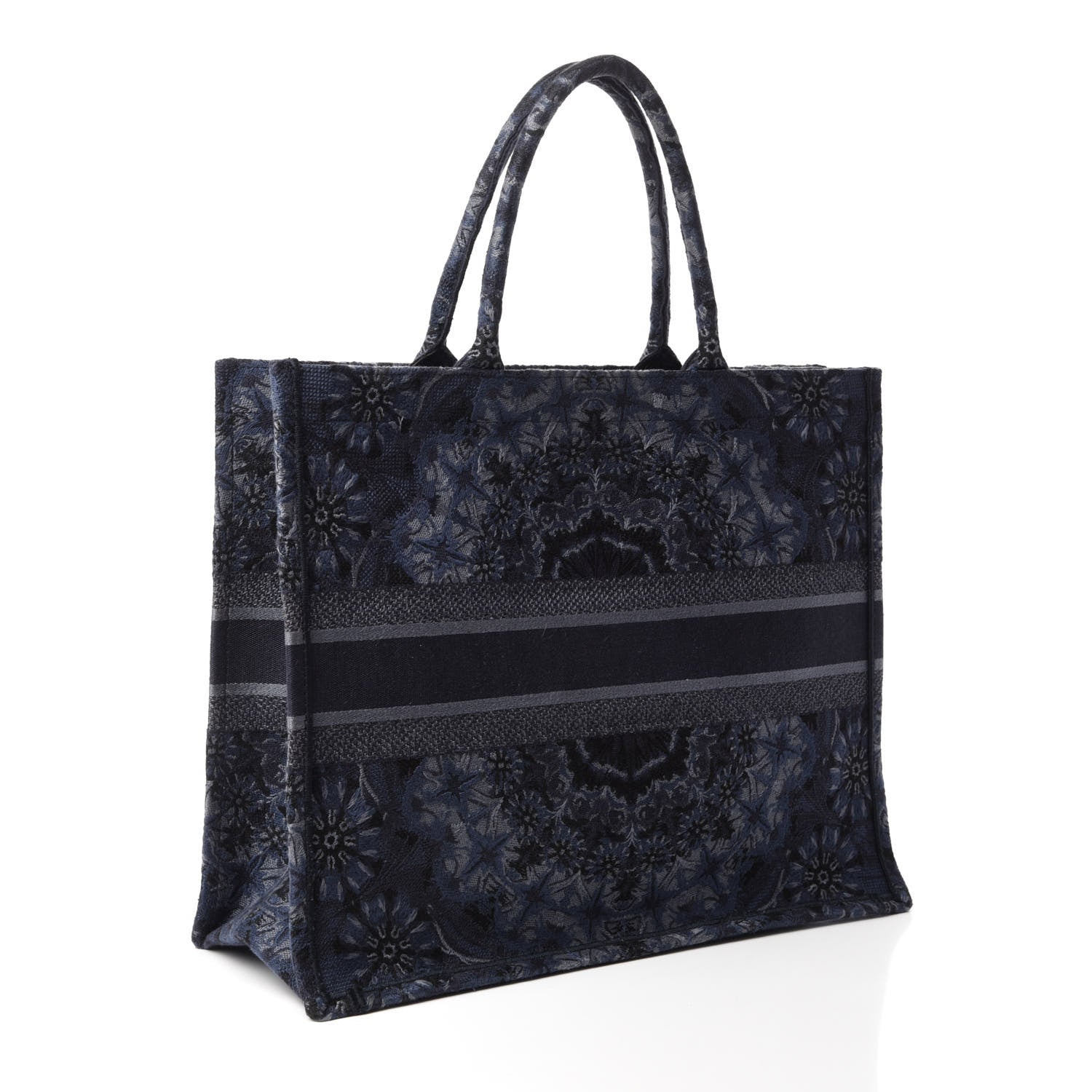 Christian Dior Canvas Embroidered Kaleidioroscopic Book Tote Blue 3 of 10