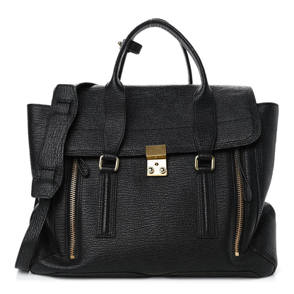 3.1 Phillip Lim Textured Calfskin Large Pashli Satchel Black 1 of 4