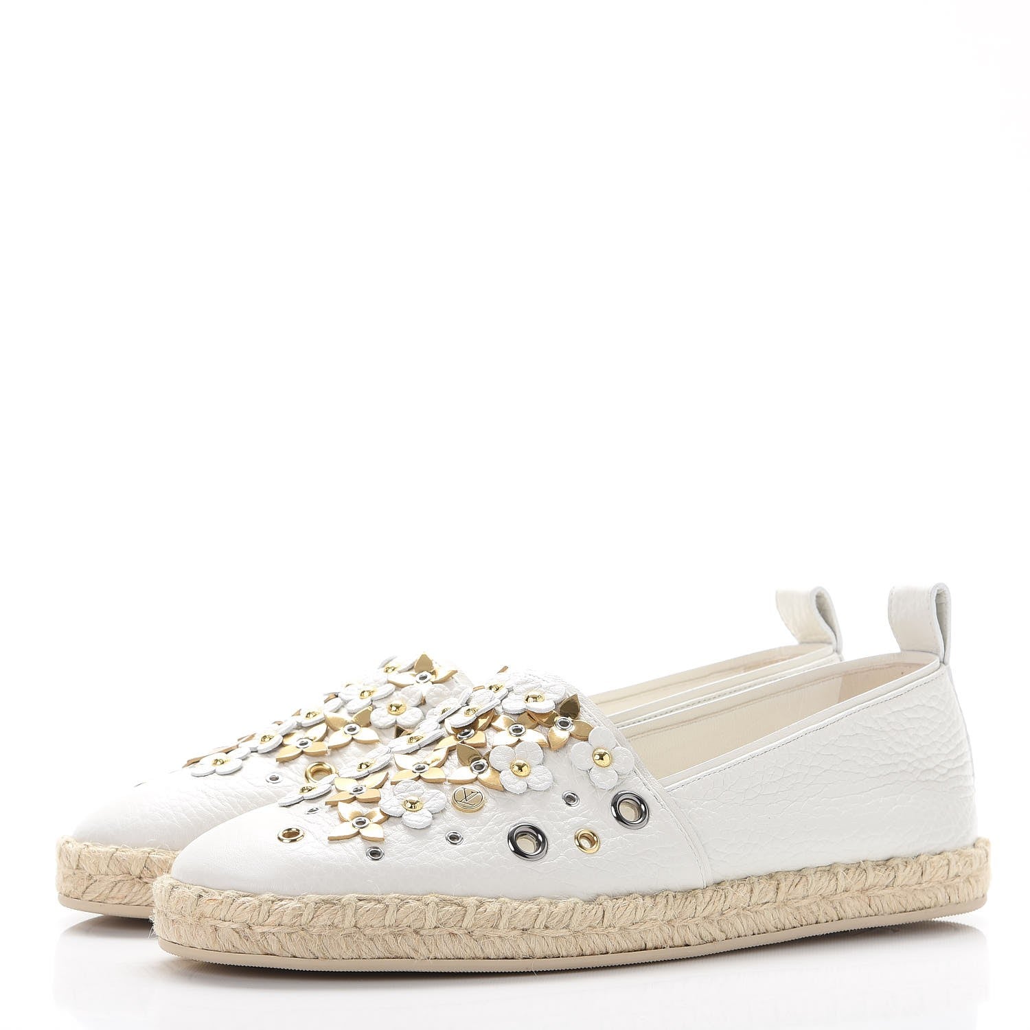 Louis Vuitton Calfskin Tropical Bloom Espadrille Flat 38 White 3 of 9