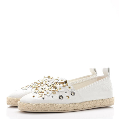 Louis Vuitton Calfskin Tropical Bloom Espadrille Flat 38 White 3 of 9