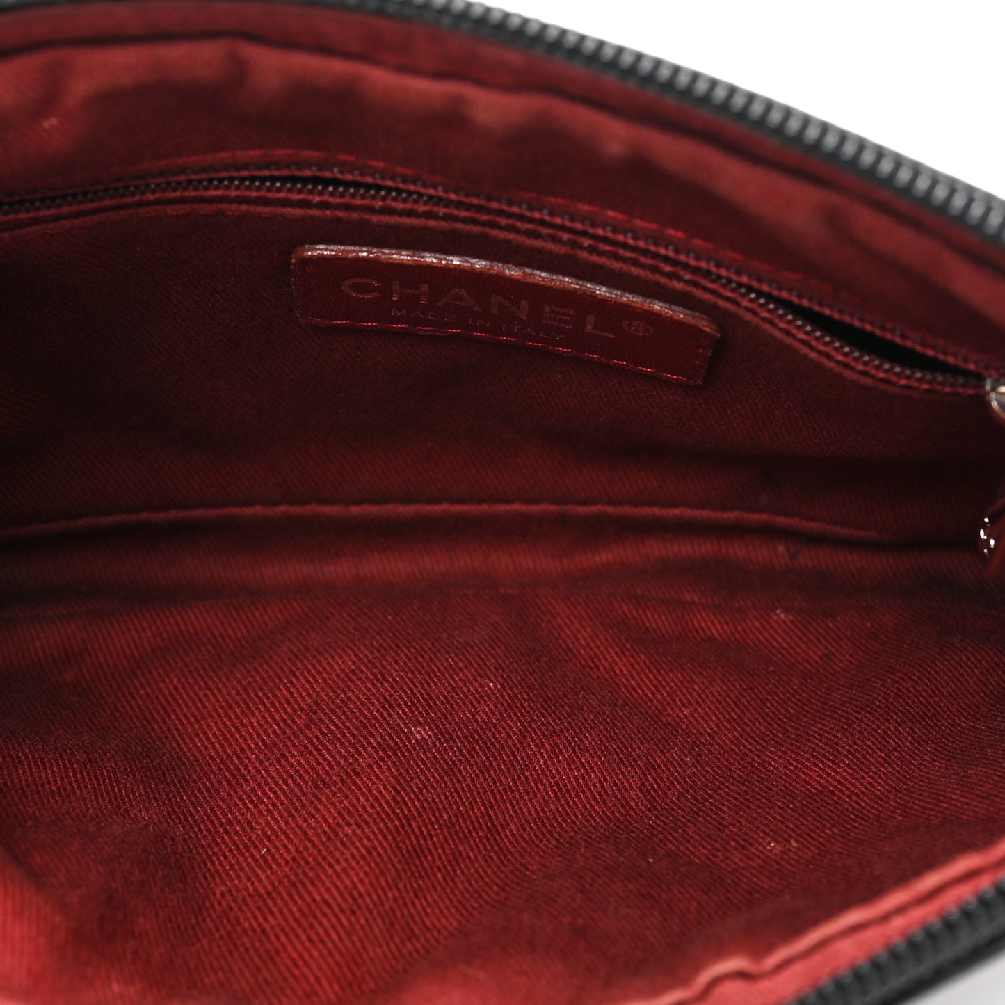 Aged Calfskin Quilted Cambon Pochette Black
