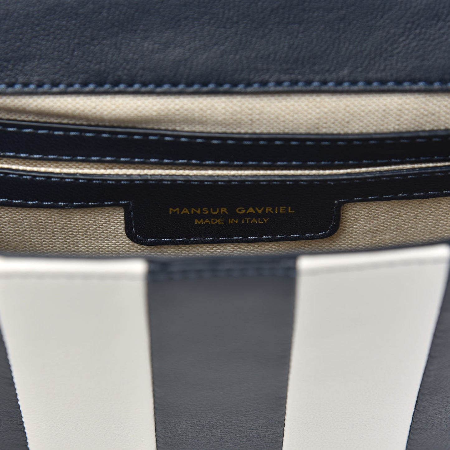 Lambskin Stripe Flap Crossbody Bag Navy White