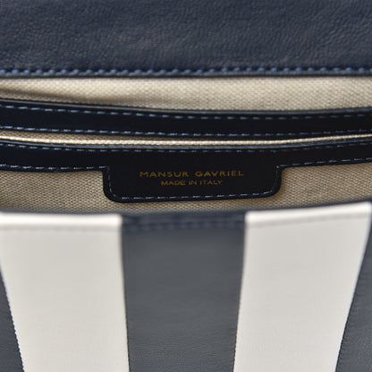 Mansur Gavriel Lambskin Stripe Flap Crossbody Bag Navy White 6 of 10
