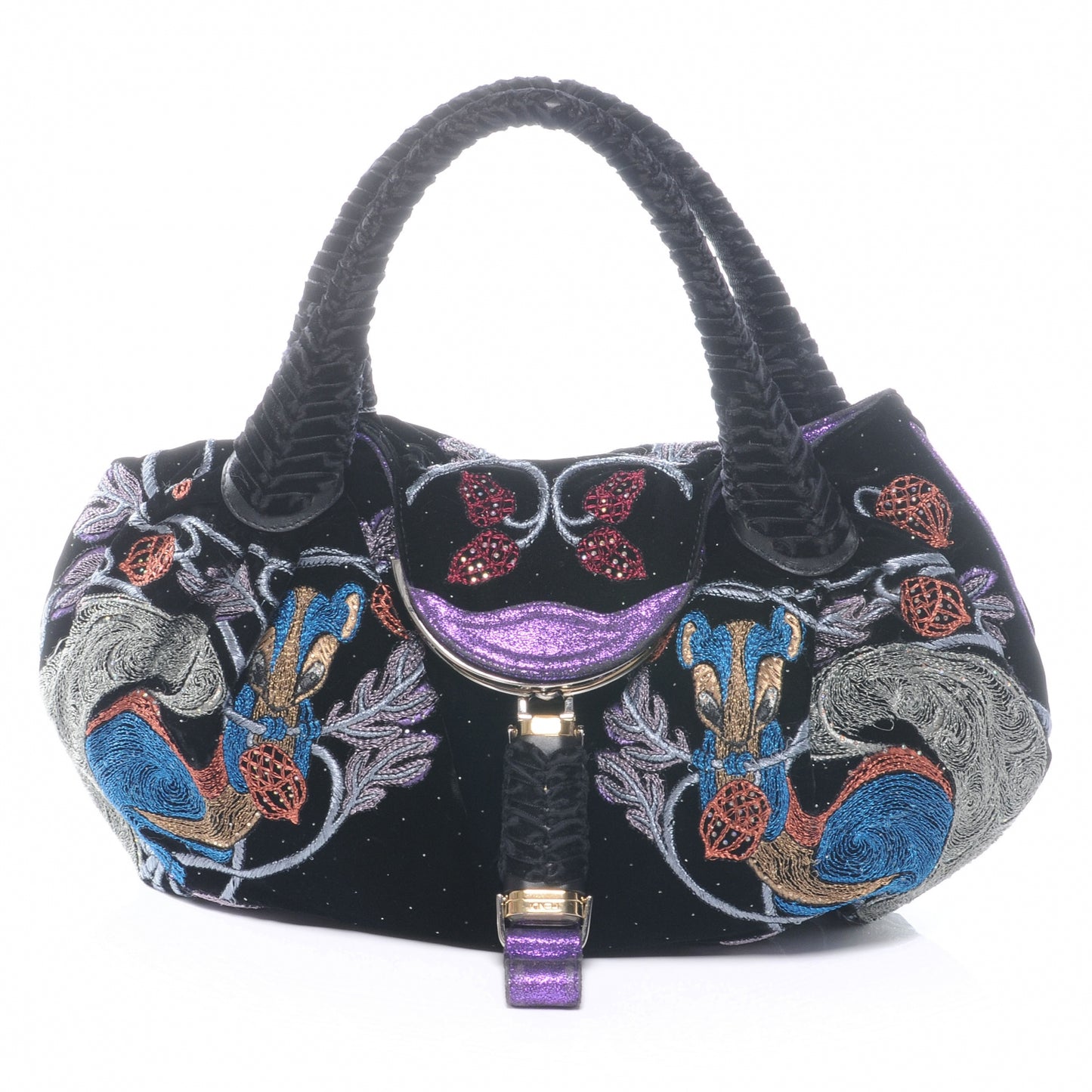 Velvet Embroidered Squirrel Spy Black Multicolor