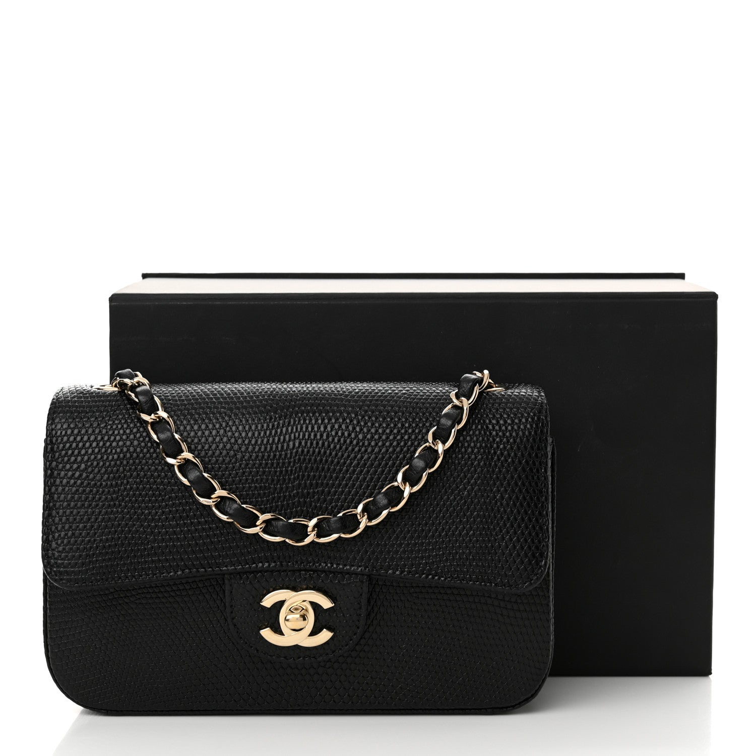Chanel Lizard Mini Rectangular Flap Black 13 of 13