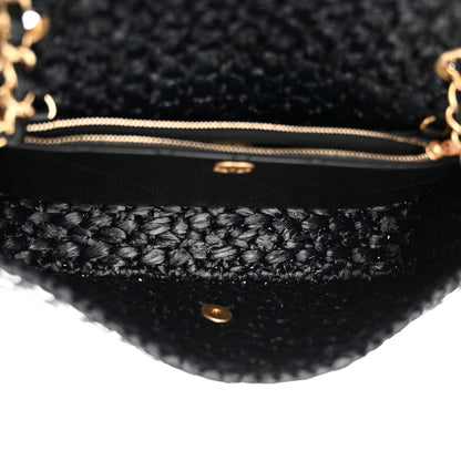 Chanel Raffia Effect Medium Tweedy Flap Bag Black White 5 of 10