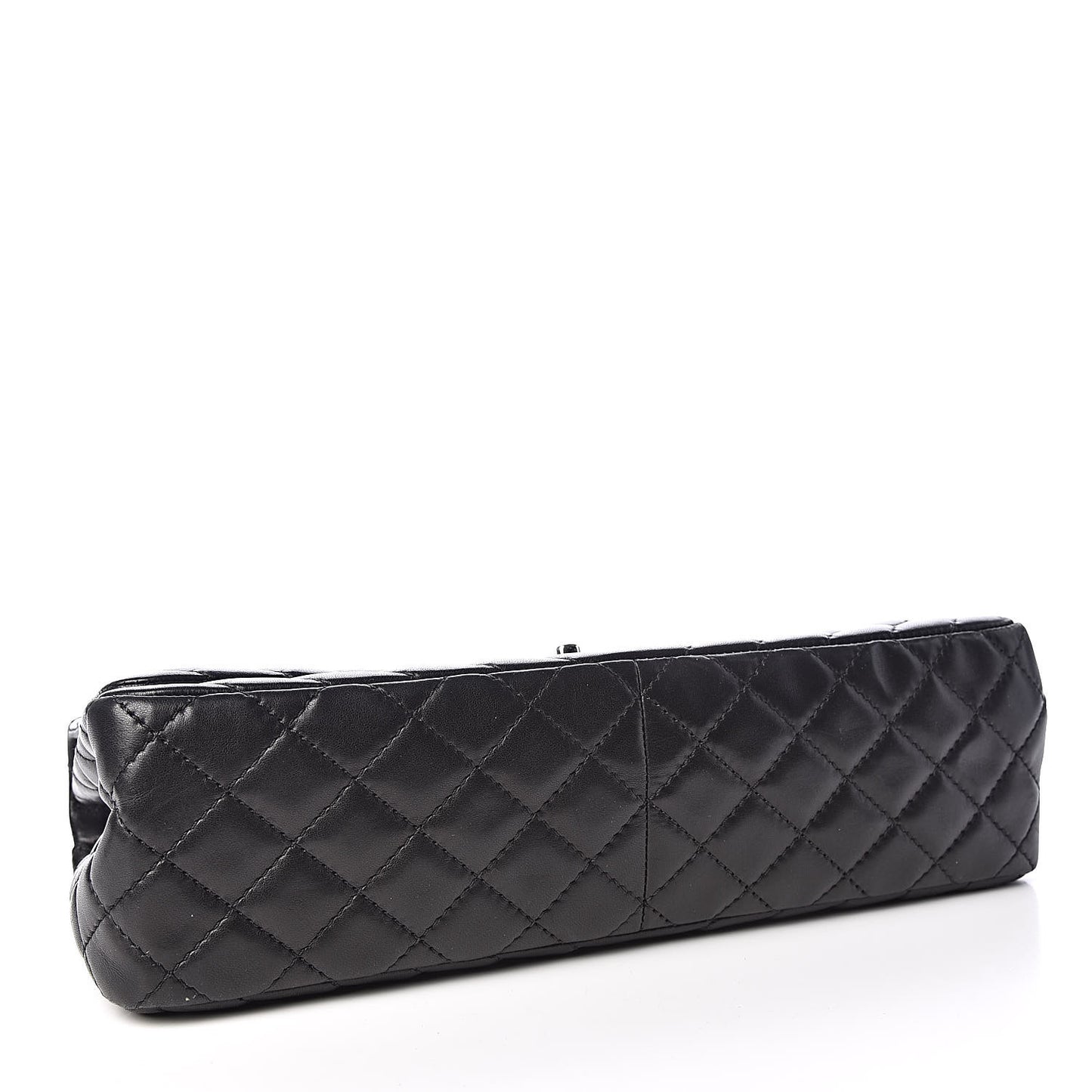 Lambskin Chevron Quilted Large Surpique Flap Black