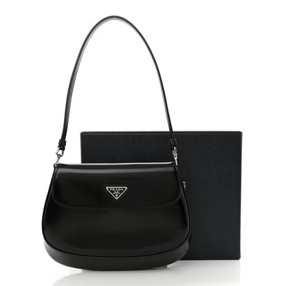 Prada Spazzolato Cleo Flap Shoulder Bag Black 12 of 12