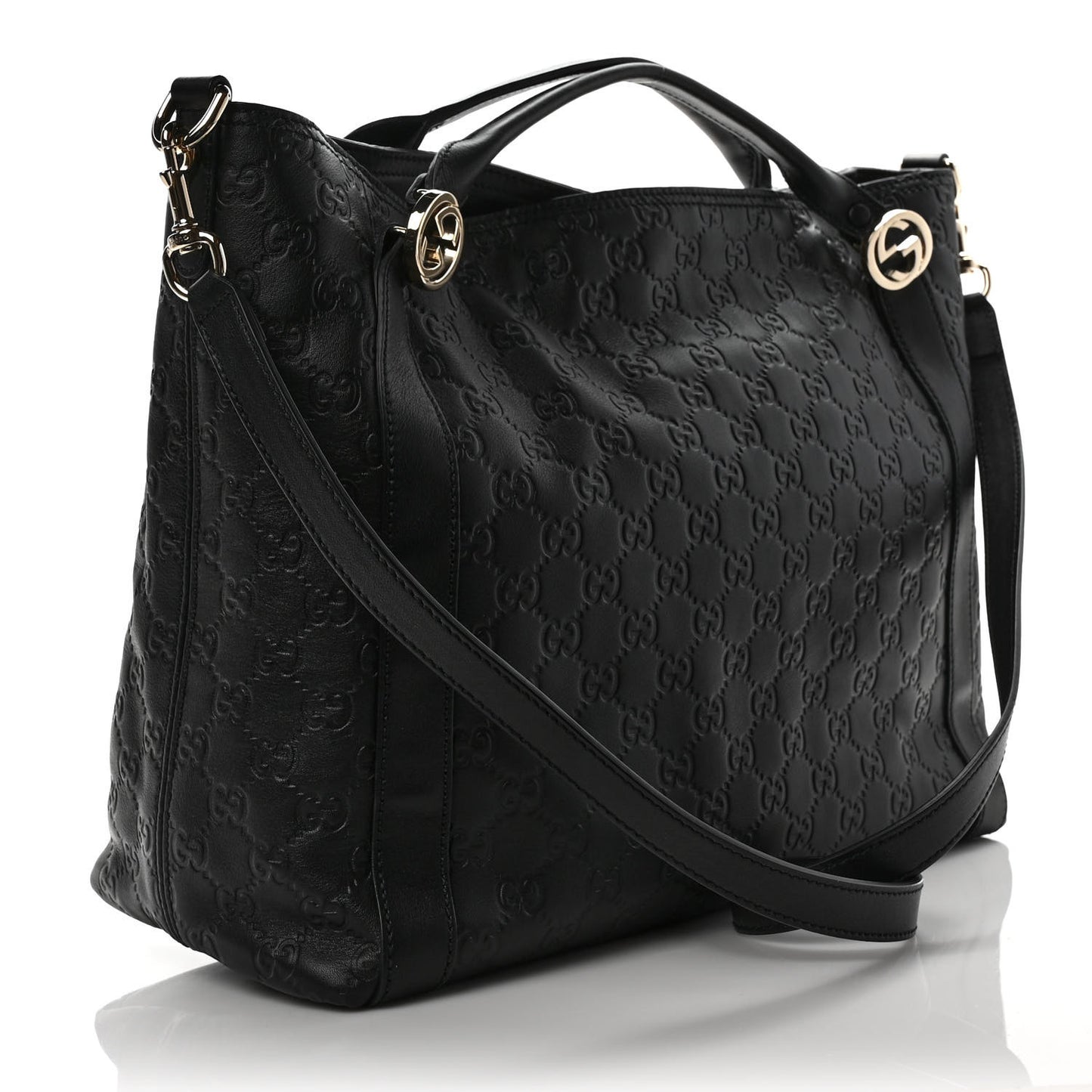 Guccissima Medium Miss GG Top Handle Bag Black