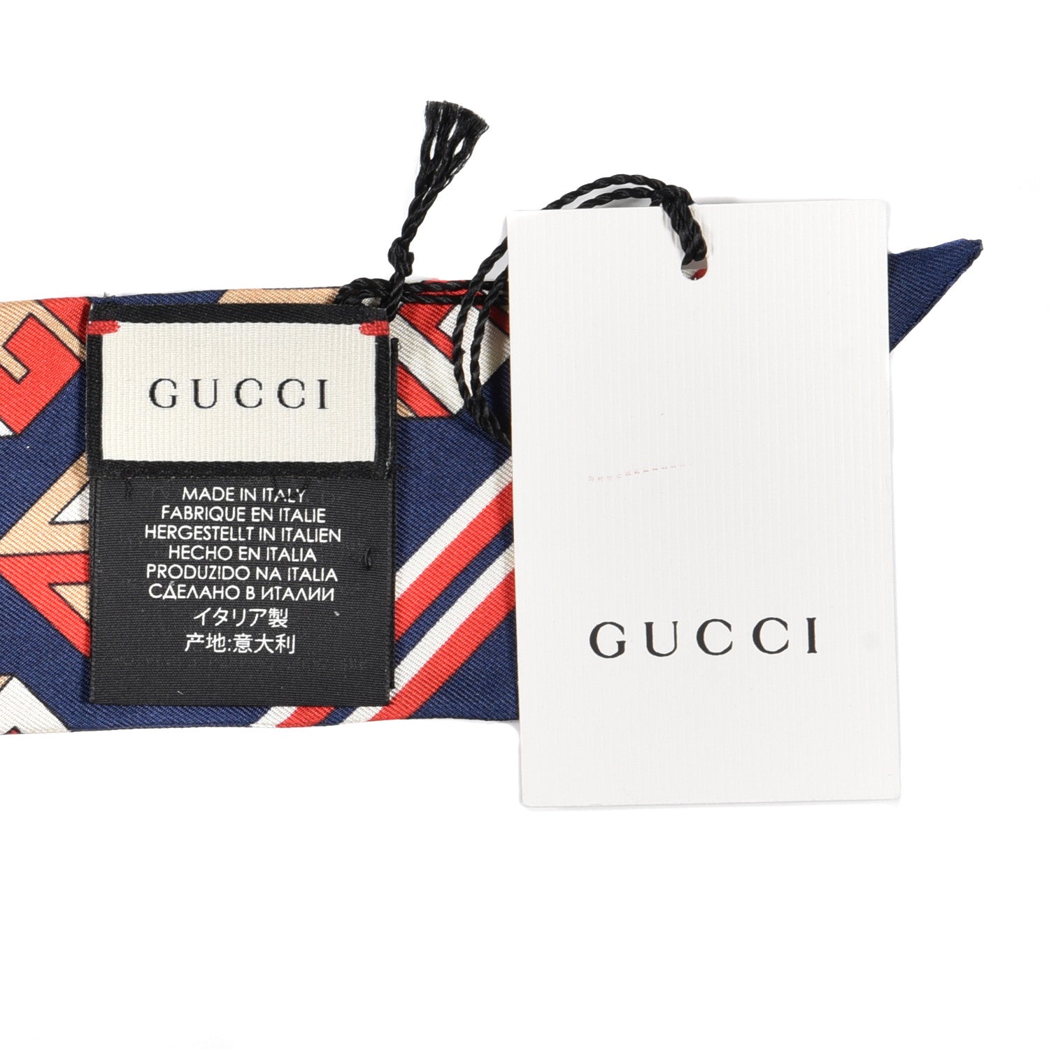 Gucci Silk Twill Cubis Neck Bow Scarf Blue 3 of 4