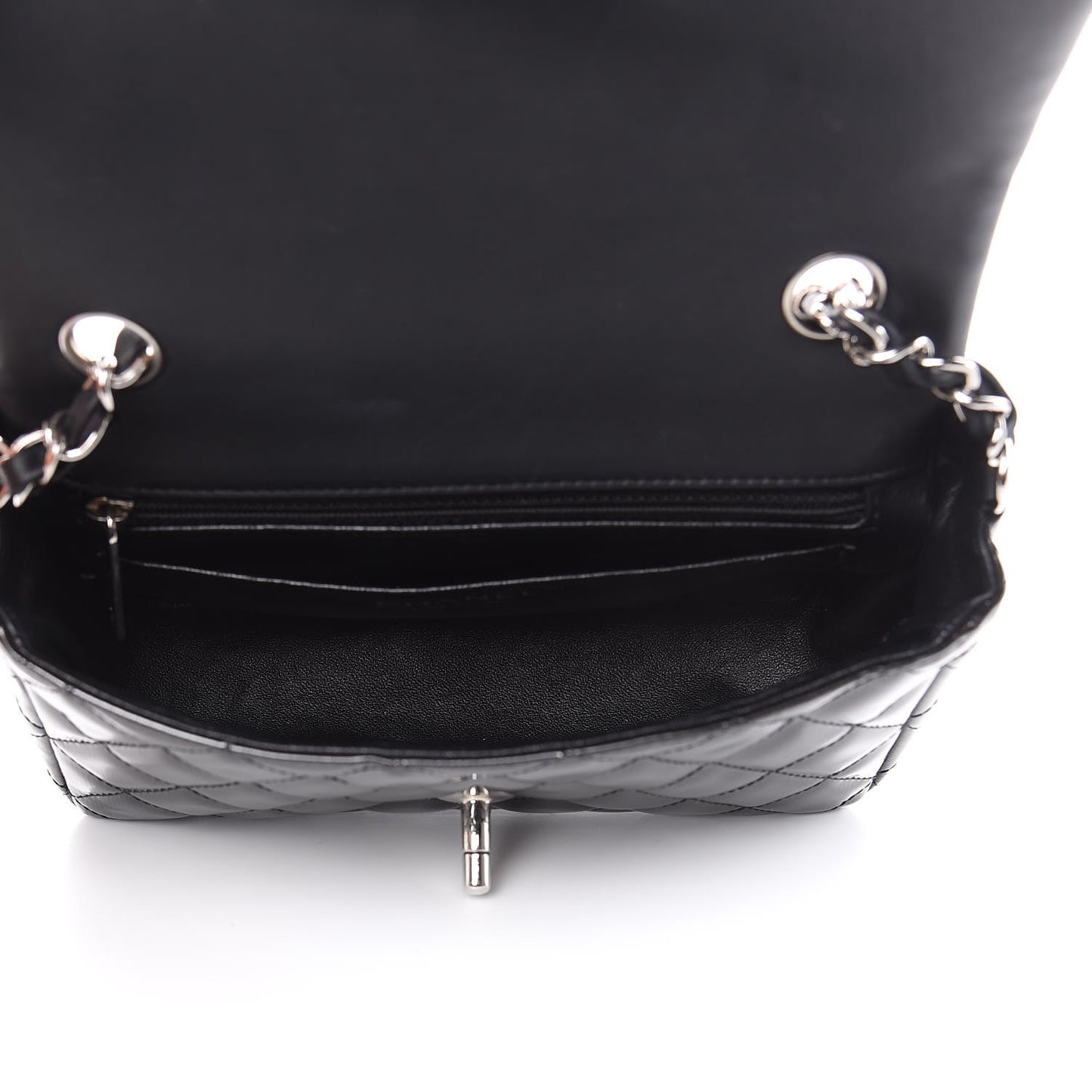 Striated Patent Quilted Mini Rectangular Flap Black