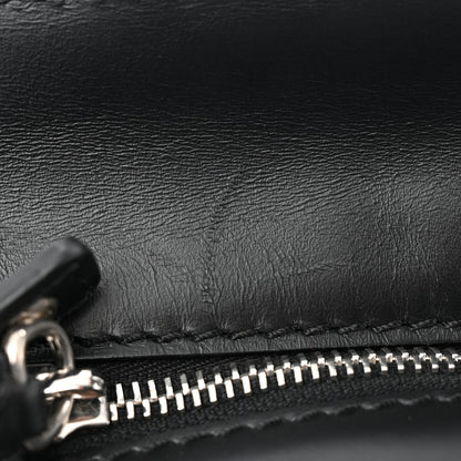 Alexander McQueen Calfskin Crocodile Embossed Small Skull Padlock Zip Around Tote White Black 11 of 13