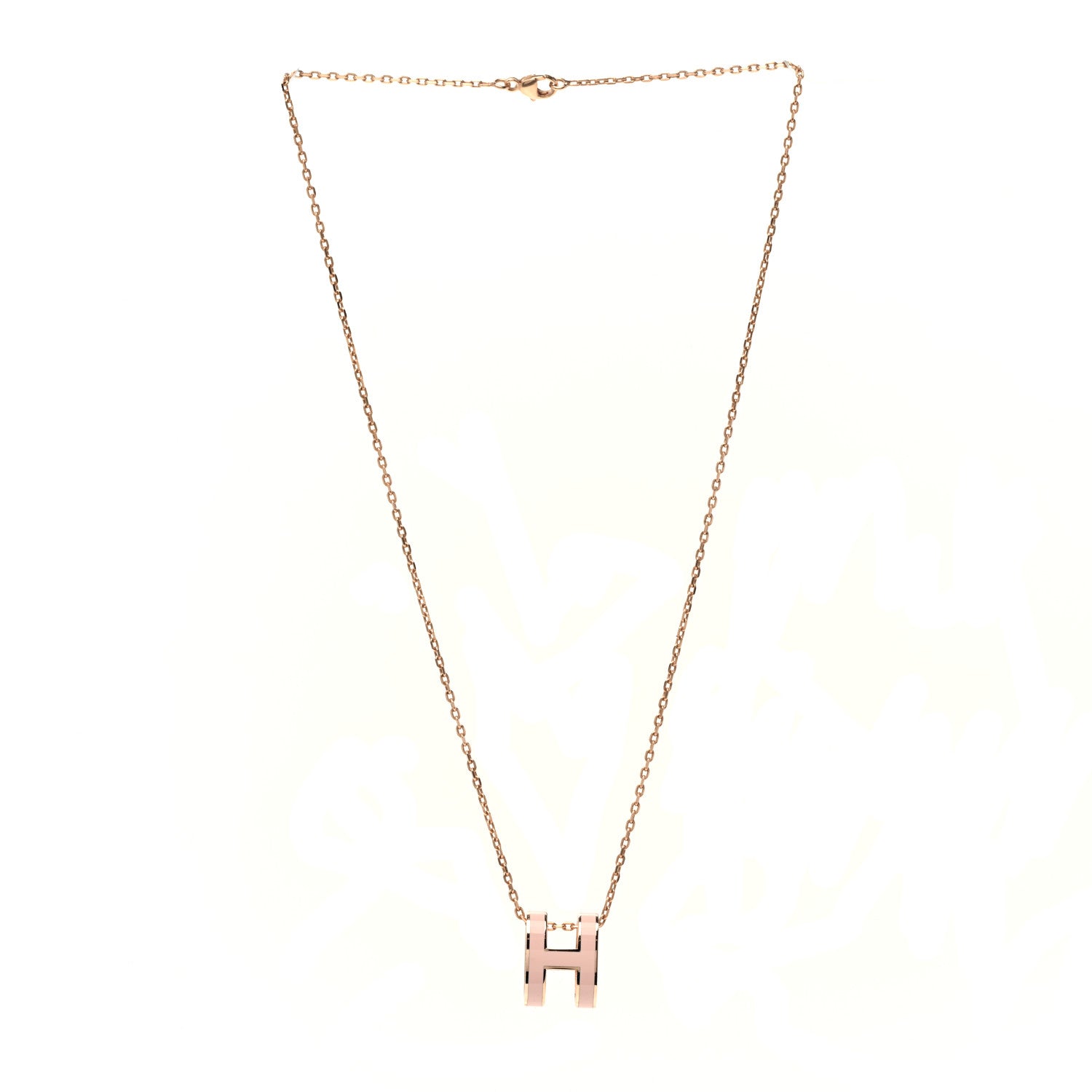 Hermes Lacquered Rose Gold Pop H Pendant Necklace Rose Dragee 3 of 7