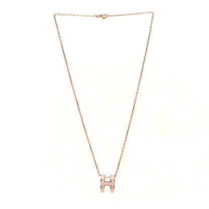 Hermes Lacquered Rose Gold Pop H Pendant Necklace Rose Dragee 3 of 7