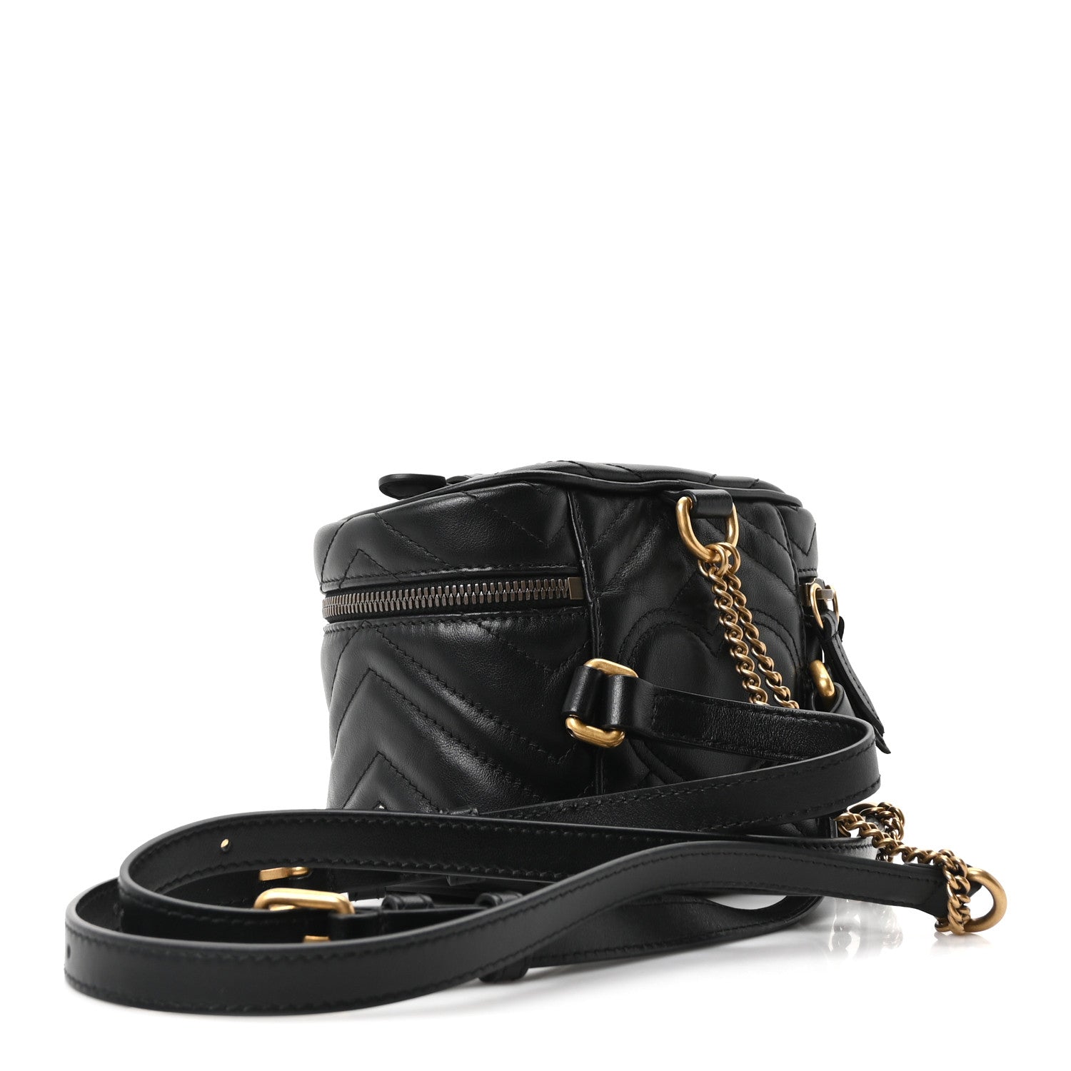 Gucci Calfskin Matelasse Mini GG Marmont Round Backpack Black 2 of 9