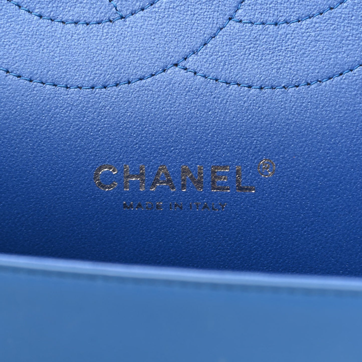 Patent Quilted Jumbo Double Flap Blue