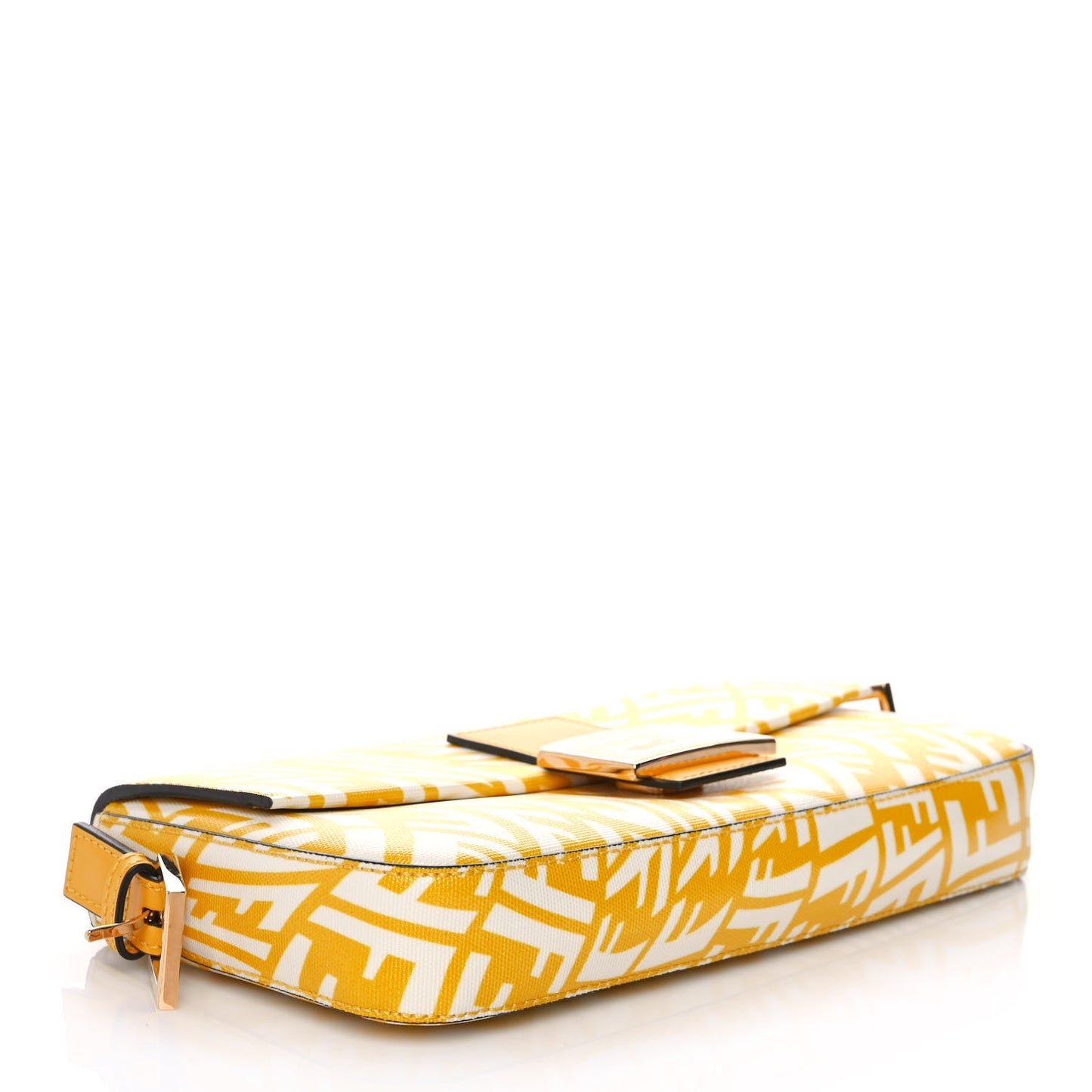 X SARAH COLEMAN Glazed Canvas Vitello King FF Vertigo Baguette 1997 Mimosa White