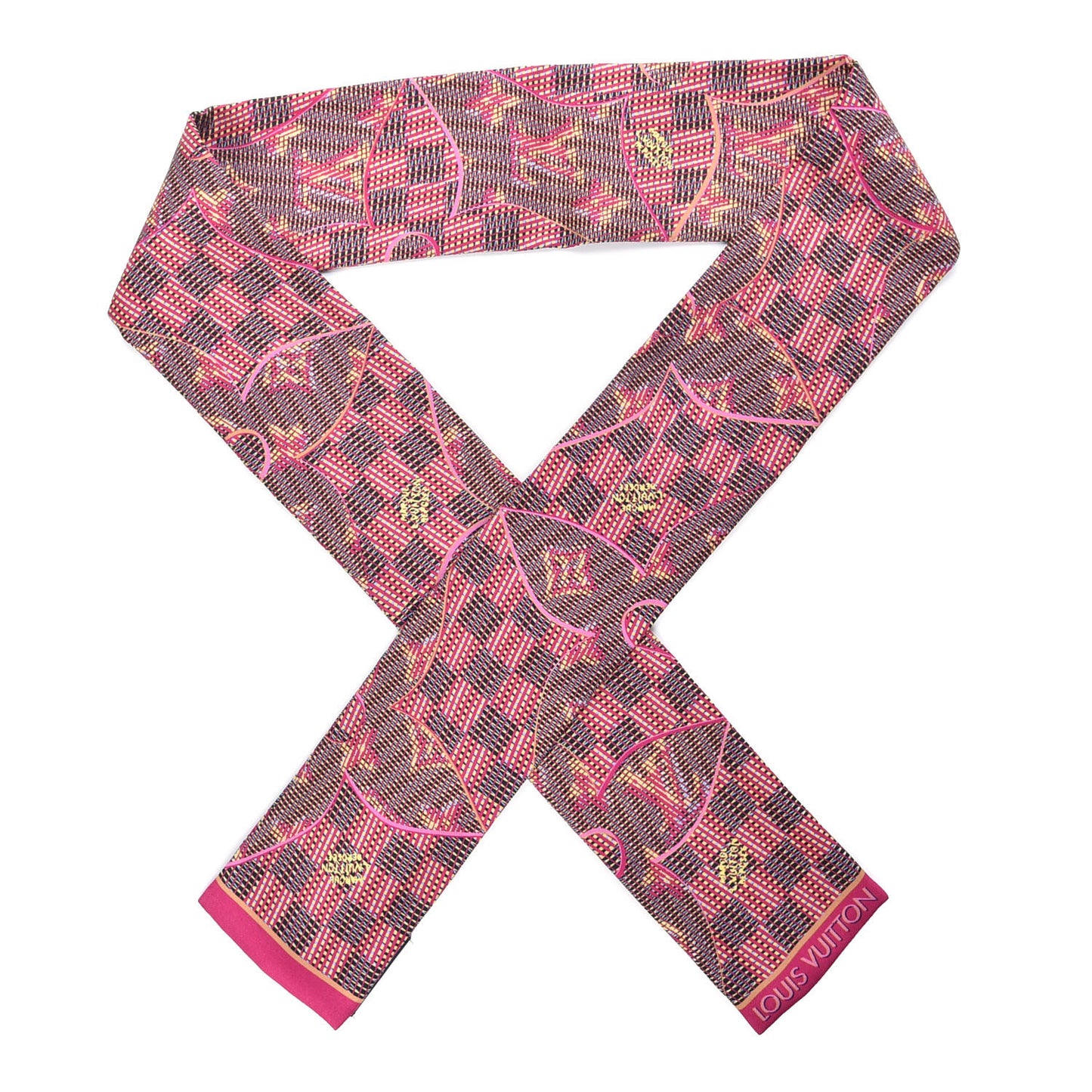 Silk Monogram Damier Pop Print Bandeau Pink
