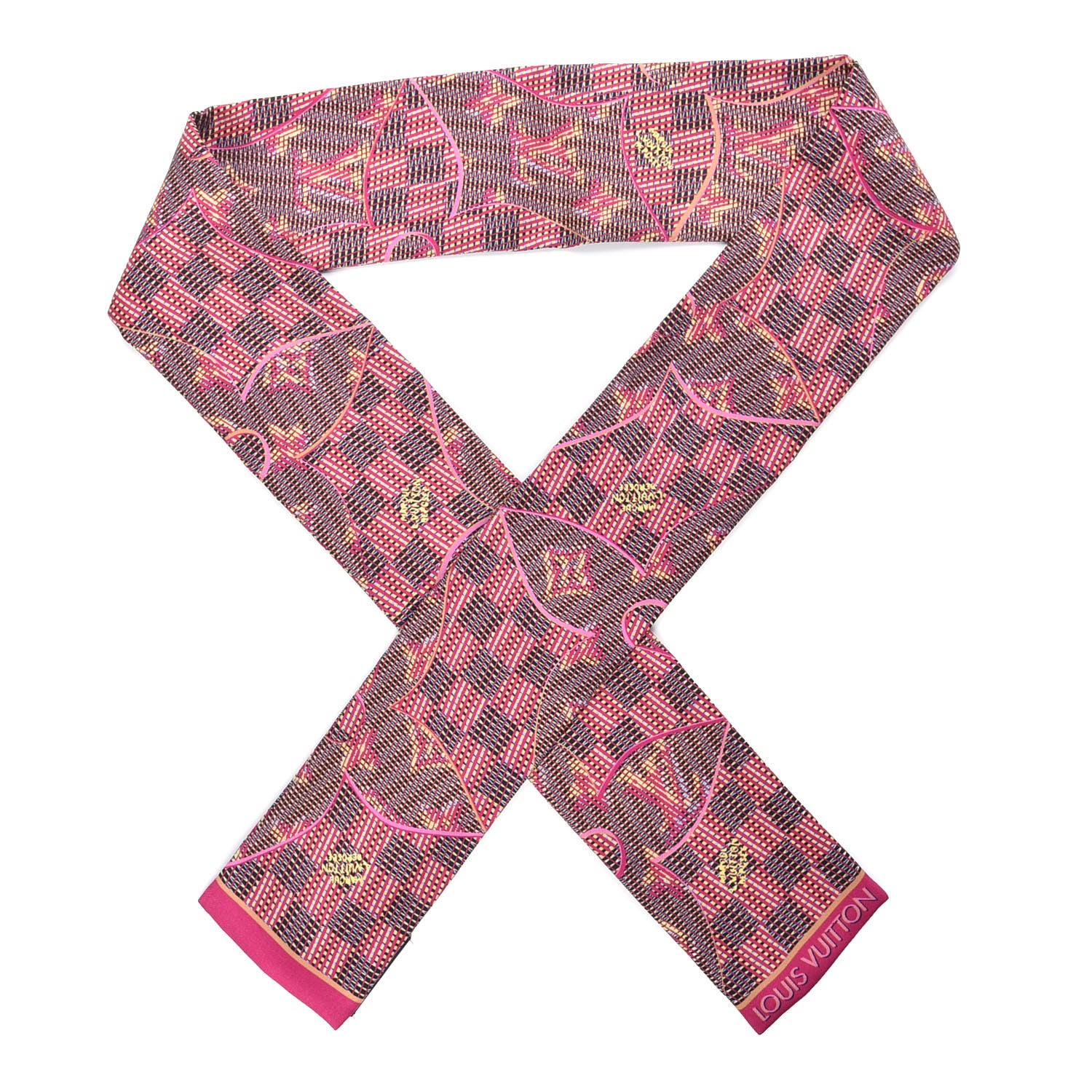 Louis Vuitton Silk Monogram Damier Pop Print Bandeau Pink 1 of 4