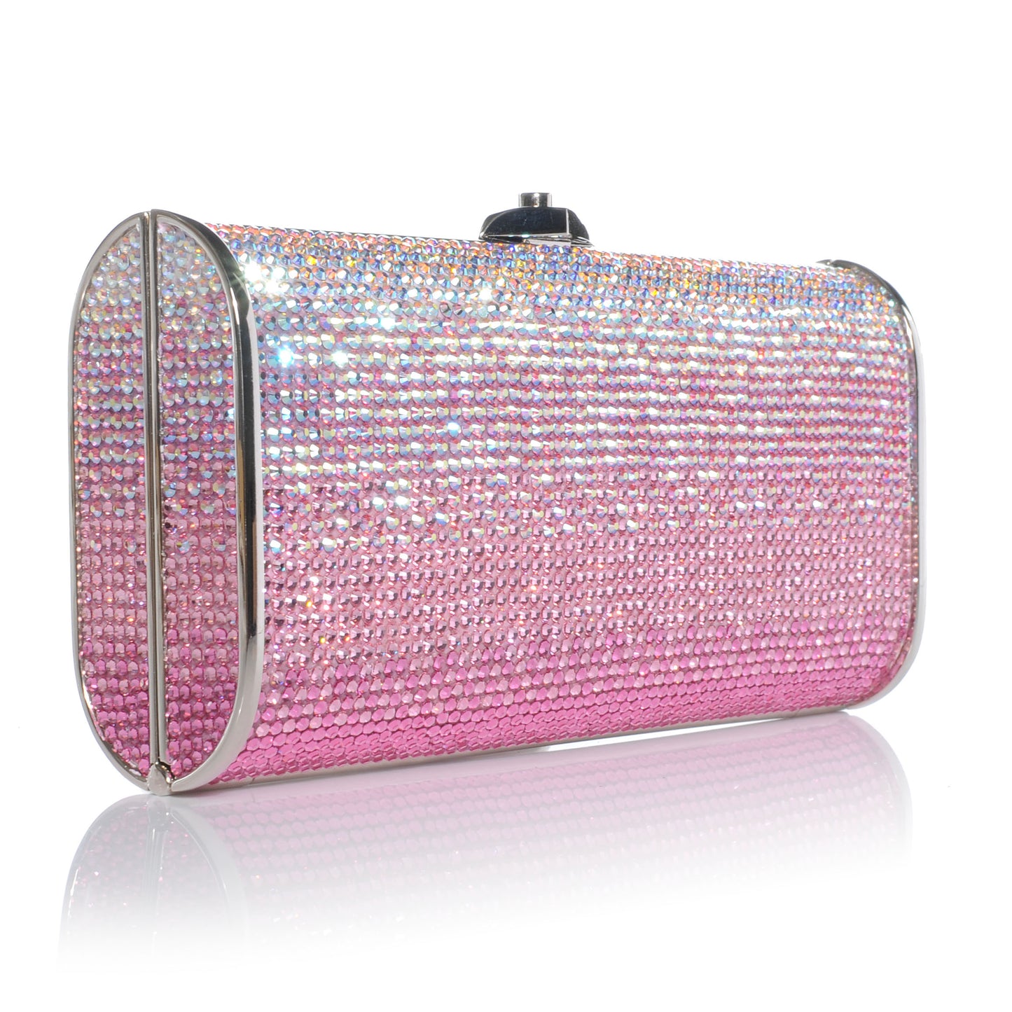 Crystal Degrade Minaudiere Clutch Pink