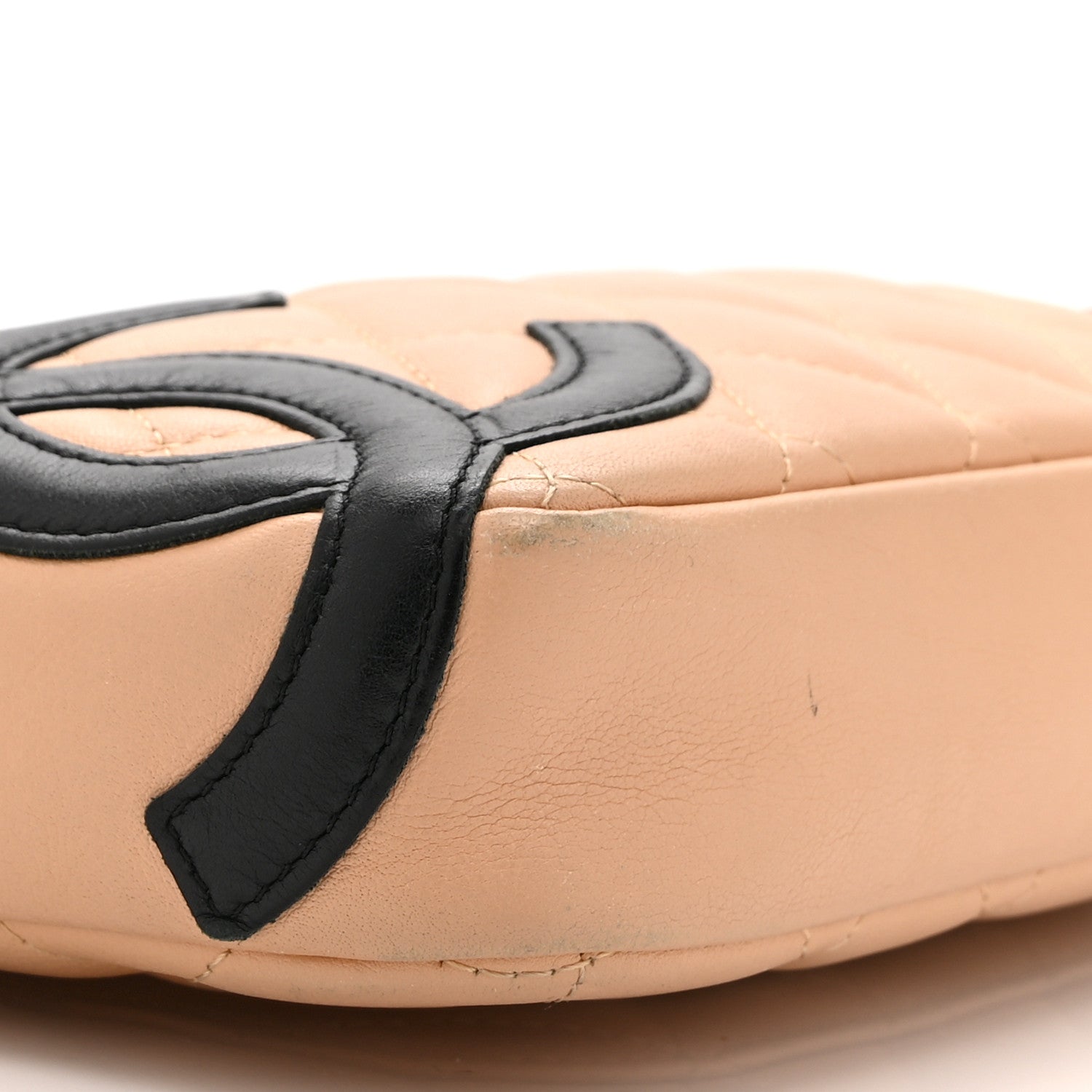 Chanel Calfskin Quilted Cambon Pochette Beige Black 9 of 13