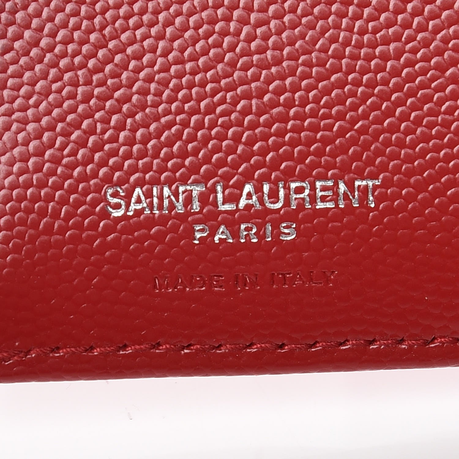 Saint Laurent Grain De Poudre Matelasse Chevron Monogram Zipped Card Case Rouge 6 of 10