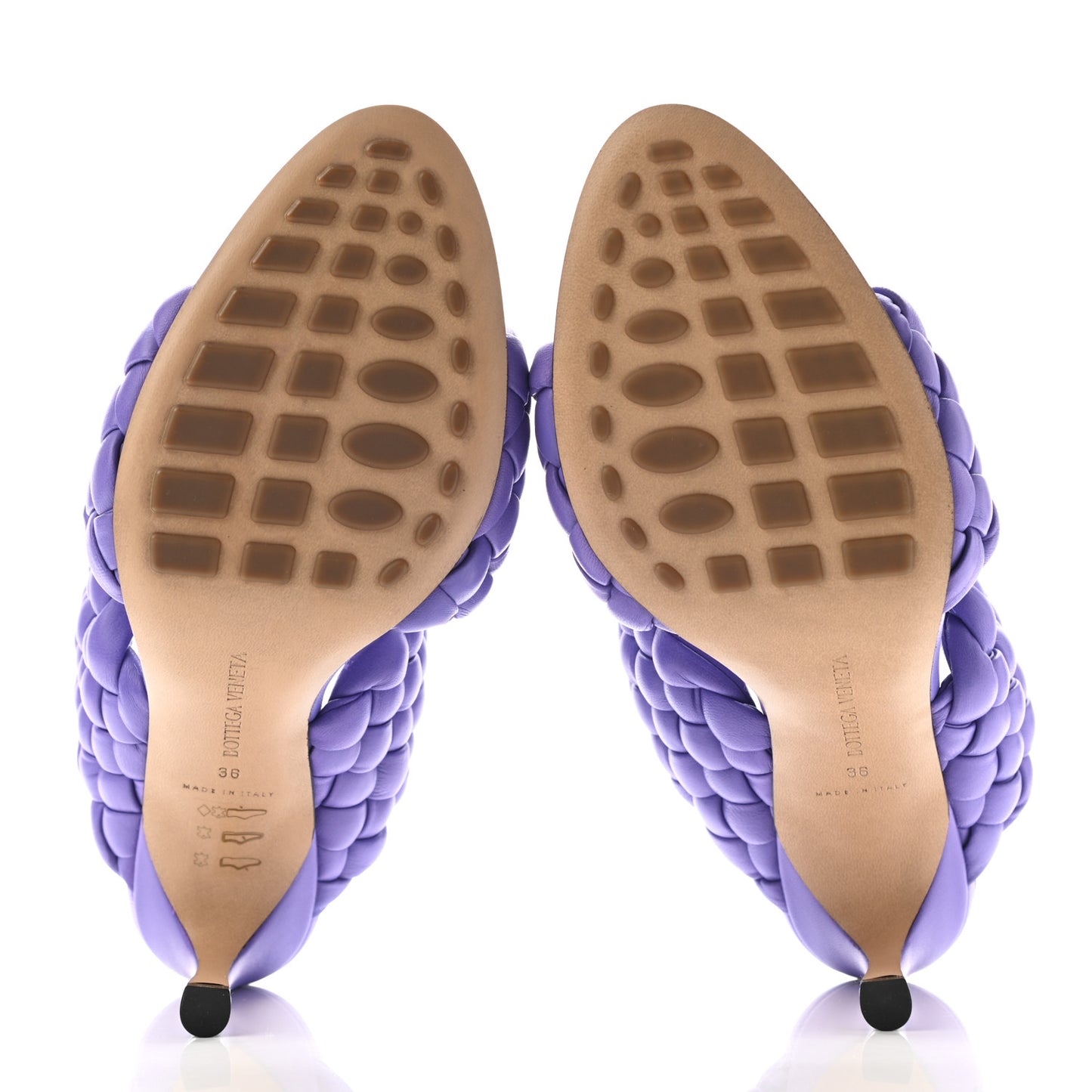 Nappa Twisted Padded Intrecciato Curve Slide Sandals 36 Purple