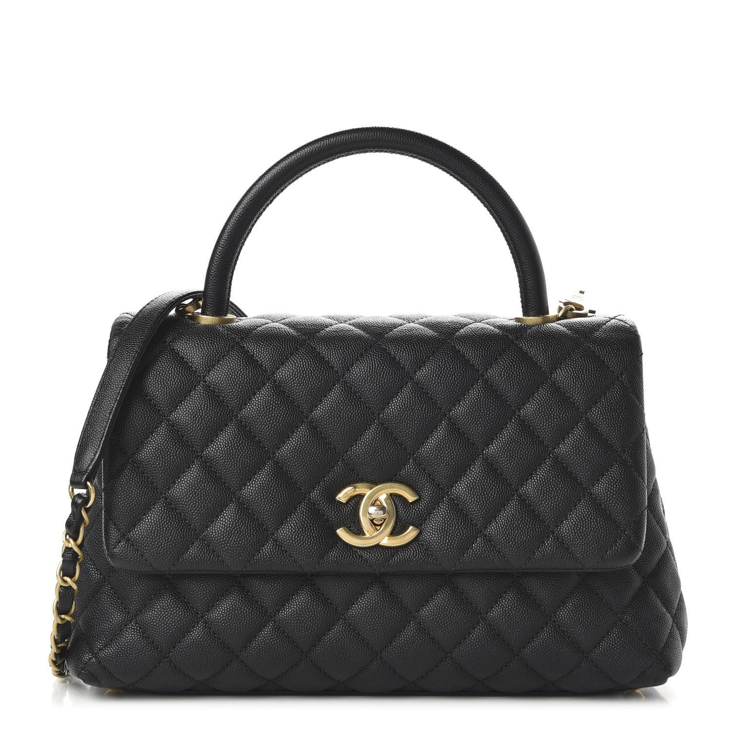 Caviar Quilted Small Coco Handle Flap Black