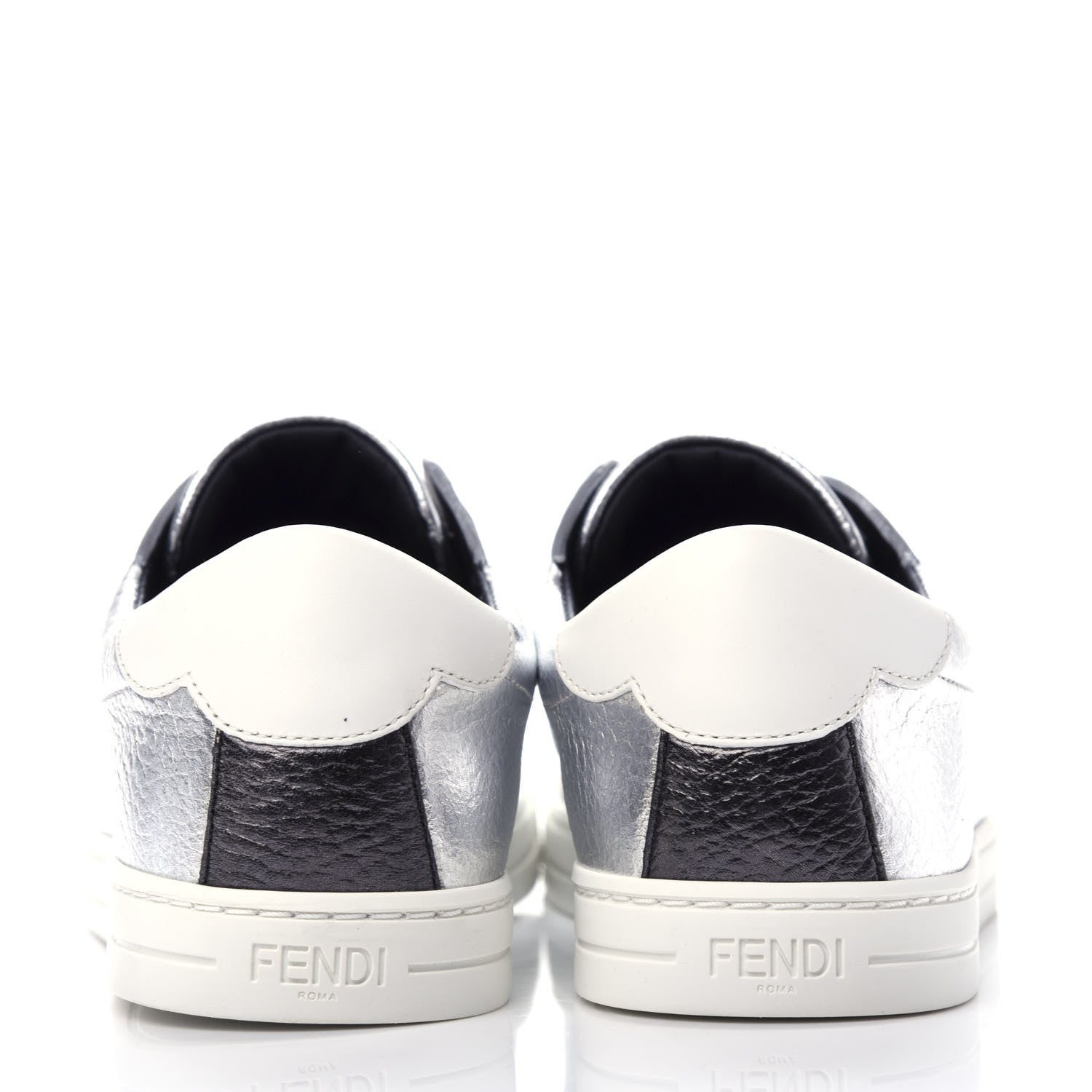 Fendi Metallic Vitello Lurex Rockoclick Slip On Sneakers 36.5 Silver 7 of 11