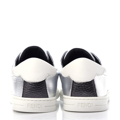 Fendi Metallic Vitello Lurex Rockoclick Slip On Sneakers 36.5 Silver 7 of 11